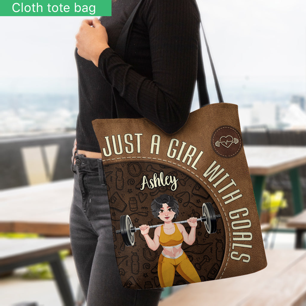 Just A Girl With Goals - Personalized Fitness Tote Bag