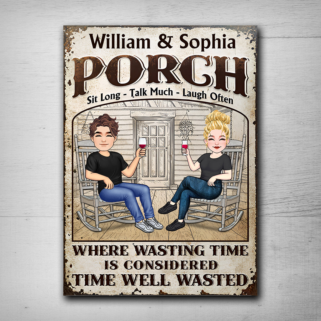 Time Well Wasted - Personalized Backyard Rectangle Metal Sign