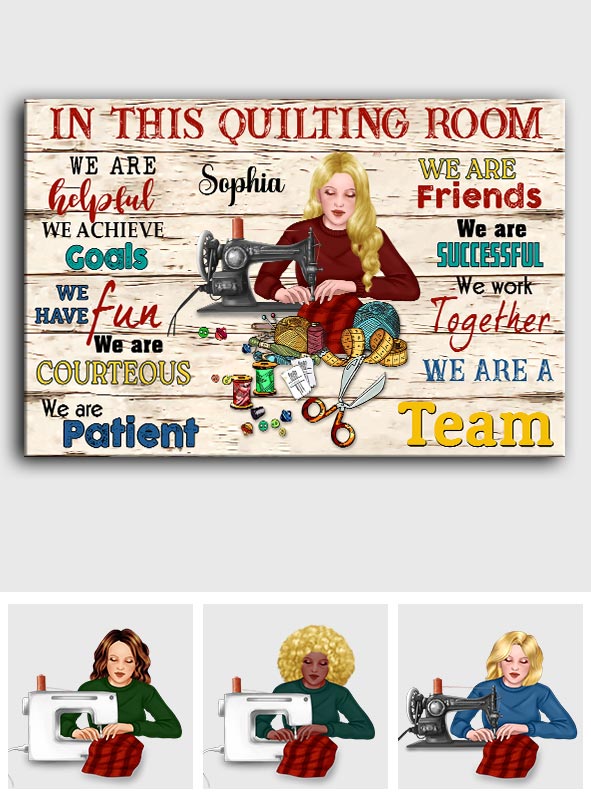 In This Quilting Room - Personalized Quilting Canvas And Poster