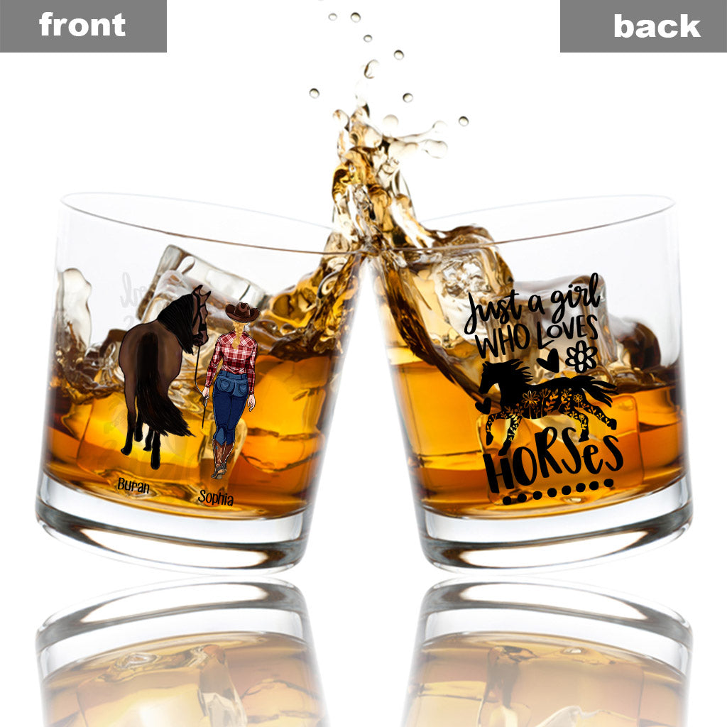 Just A Girl Who Loves Horses - Personalized Horse Rock Glass