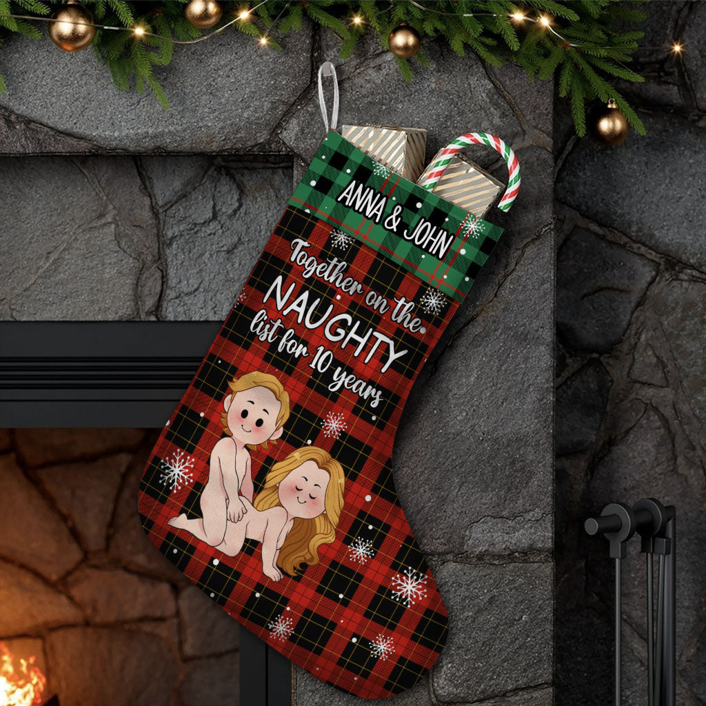 Together On The Naughty List - Personalized Couple Christmas Stockings