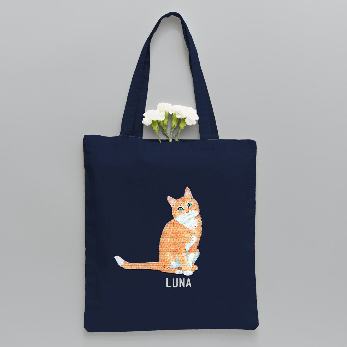 Custom 2D Photo - Personalized Cat Embroidered Tote Bag