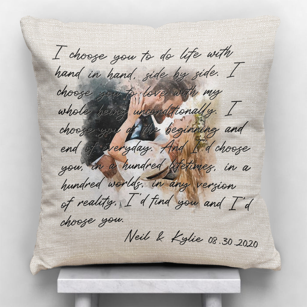 I Choose You - Personalized Husband And Wife Throw Pillow