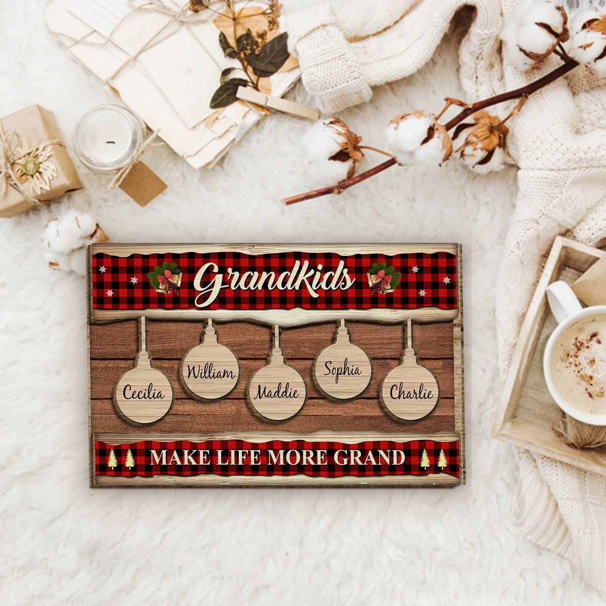 Grandkids Make Life More Grand - Personalized Grandma 2 Layered Wood Sign / Wood Plaque