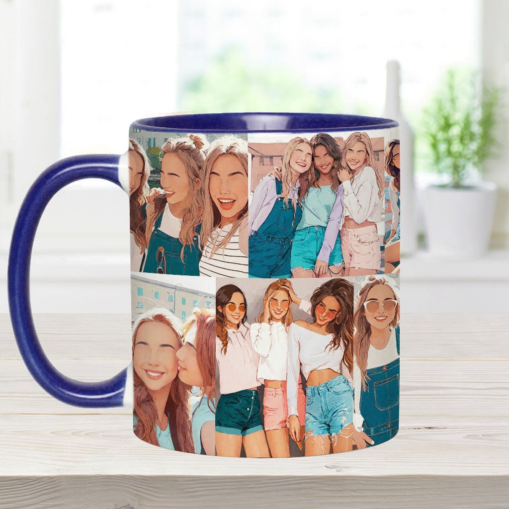 2D Flat Photo Collages - Gift for friend - Personalized Accent Mug