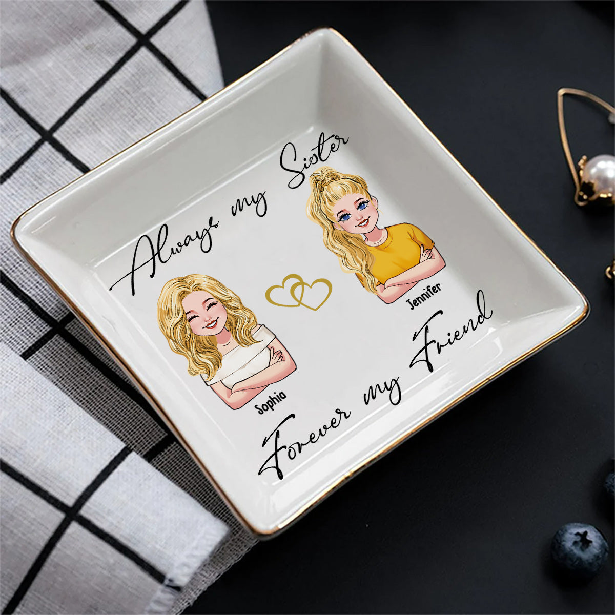 Always My Sisters - Personalized Sister Jewelry Dish