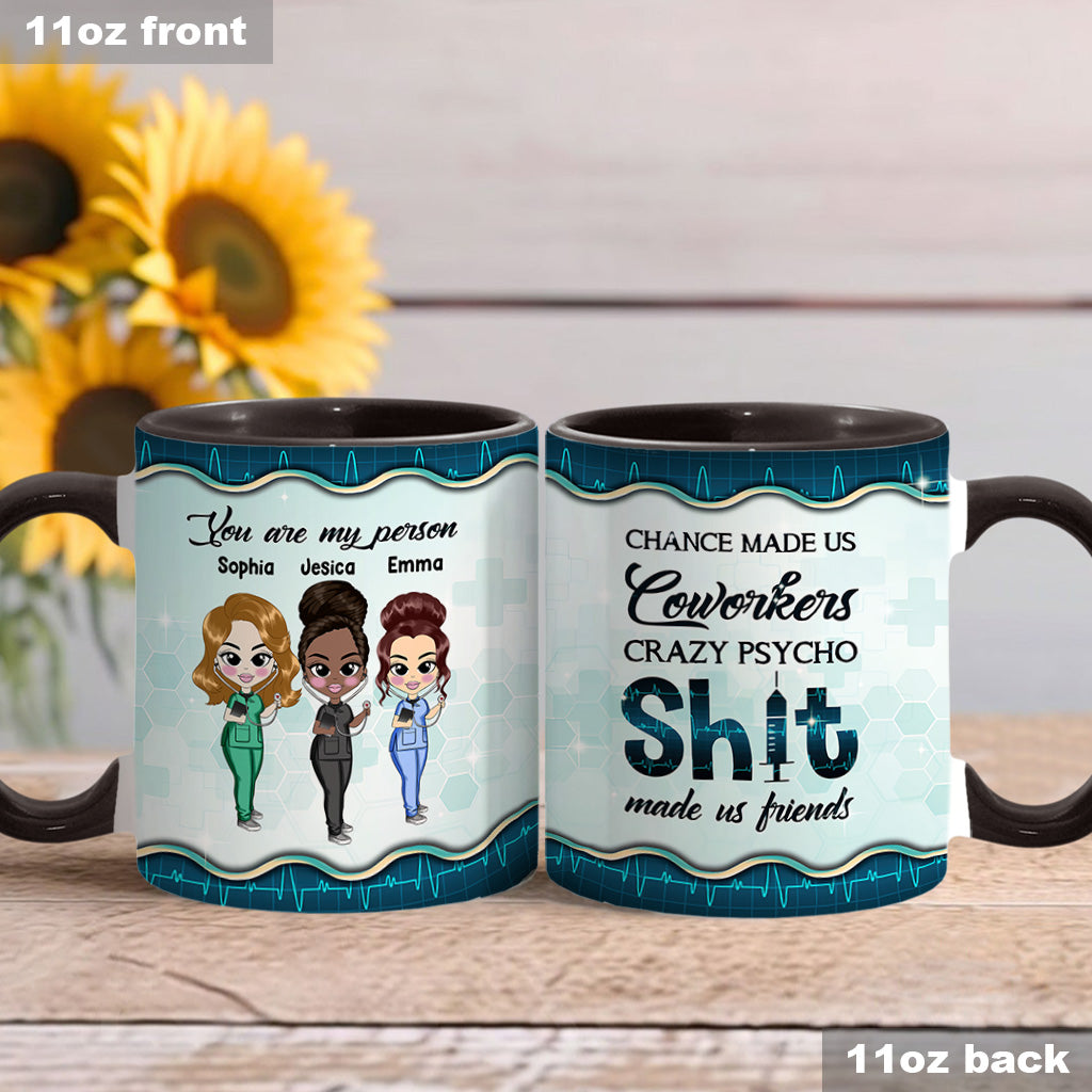 Chance Made Us Coworkers - Personalized Nurse Accent Mug