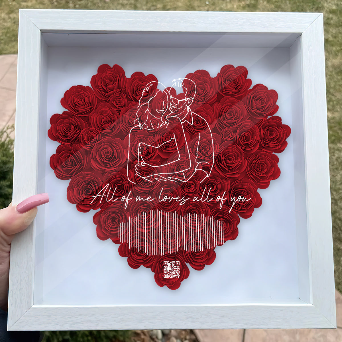 Discover Romantic Couple Song Sound Wave Line Art - Personalized Couple Flower Frame Box