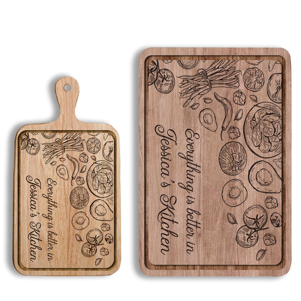 Everything Is Better In This Kitchen - Personalized Cooking Cutting Board