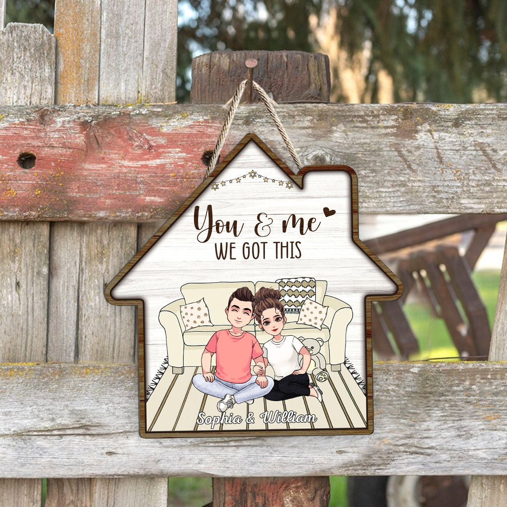 And So Together They Built A Life They Loved - Personalized Couple Wood Sign