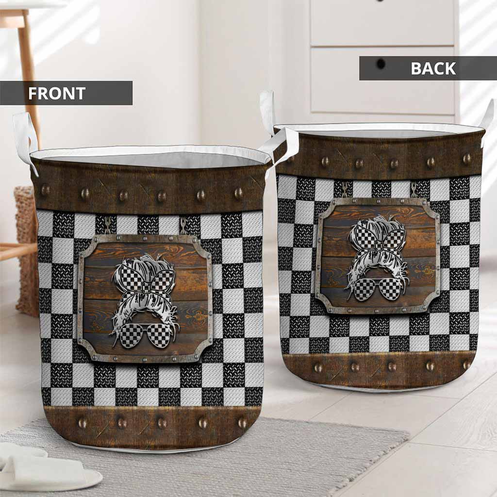 Racing Metal Pattern Print Laundry Basket