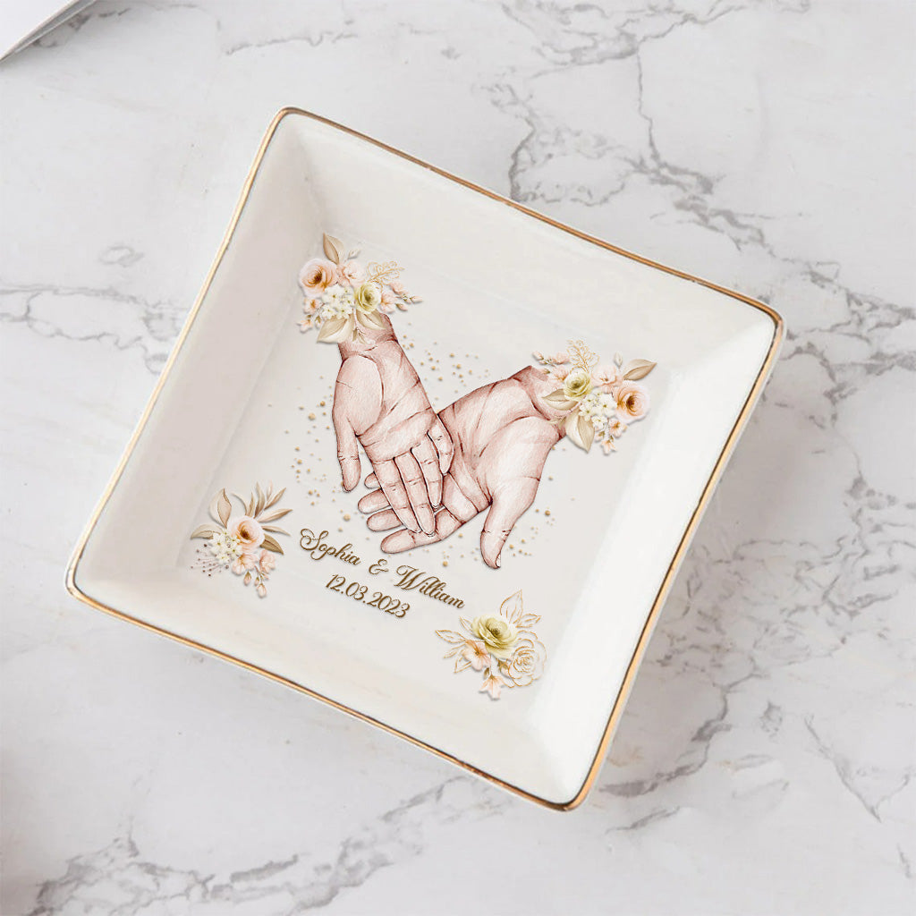 Hand In Hand - Personalized Couple Couple Jewelry Dish