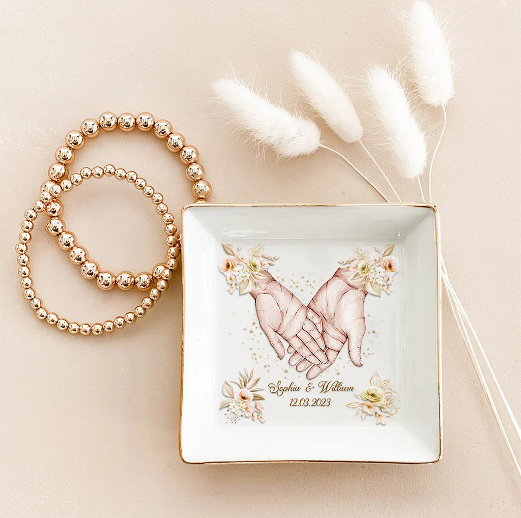 Hand In Hand - Personalized Couple Couple Jewelry Dish