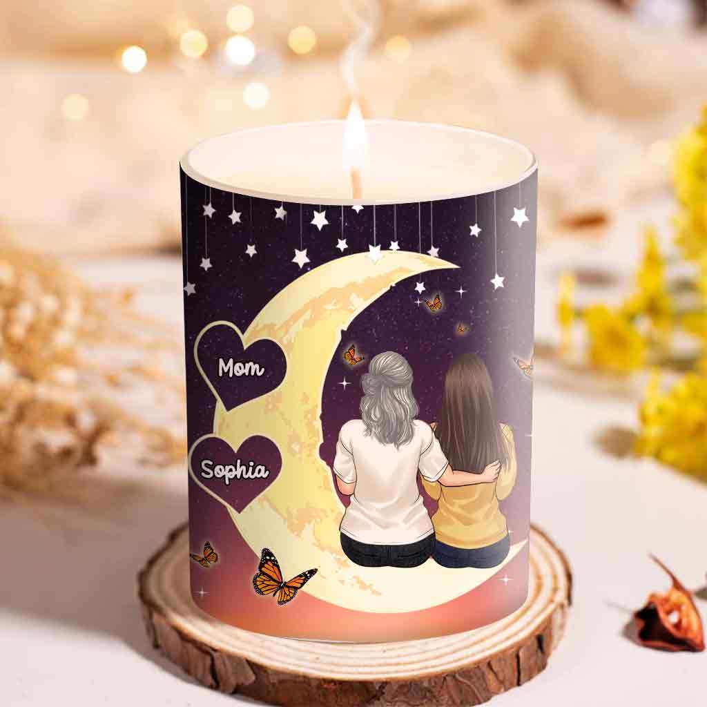 Mother And Daughter - Personalized Mother Candle With Wooden Lid