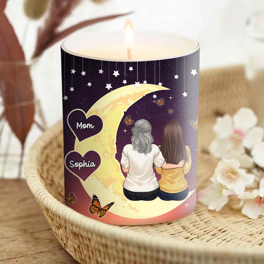 Mother And Daughter - Personalized Mother Candle With Wooden Lid