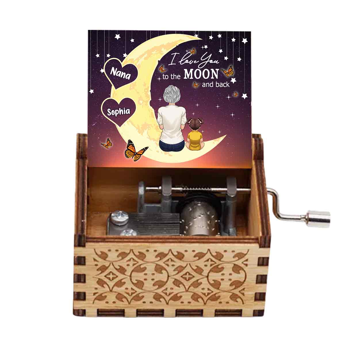 To The Moon And Back - Personalized Mother's Day Grandma Hand Crank Music Box