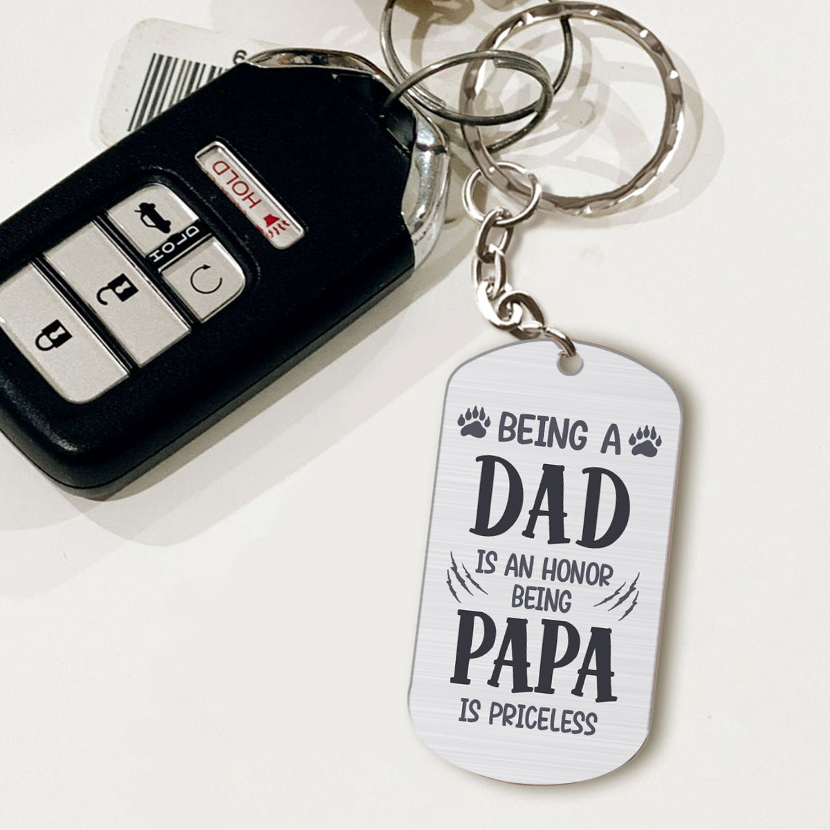 Disover Papa Bear - Personalized Father's Day Grandpa Stainless Steel Keychain