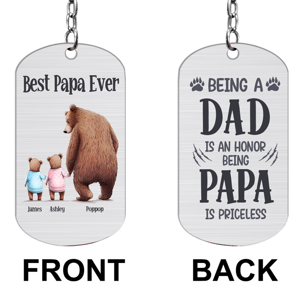 Discover Papa Bear - Personalized Father's Day Grandpa Stainless Steel Keychain