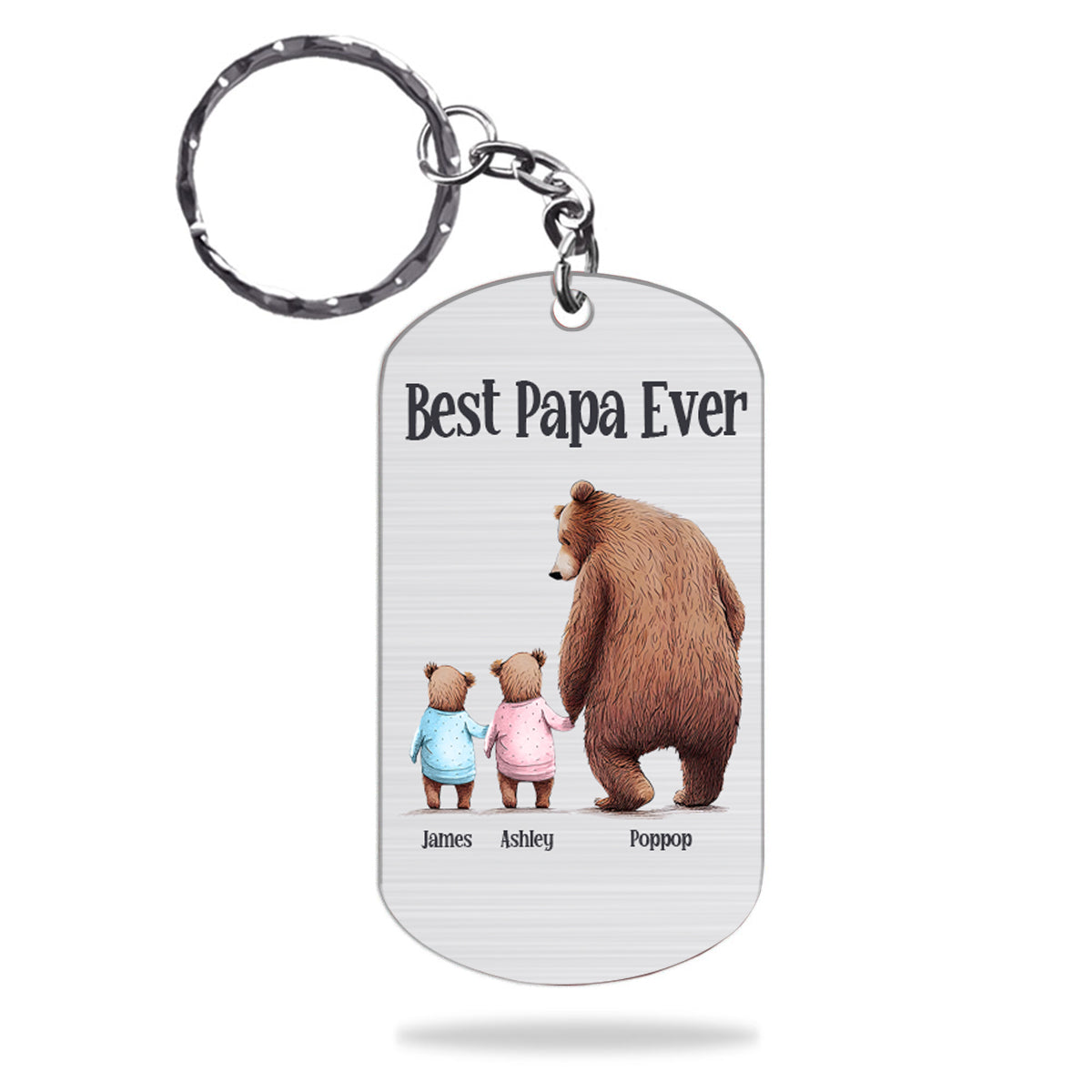 Disover Papa Bear - Personalized Father's Day Grandpa Stainless Steel Keychain