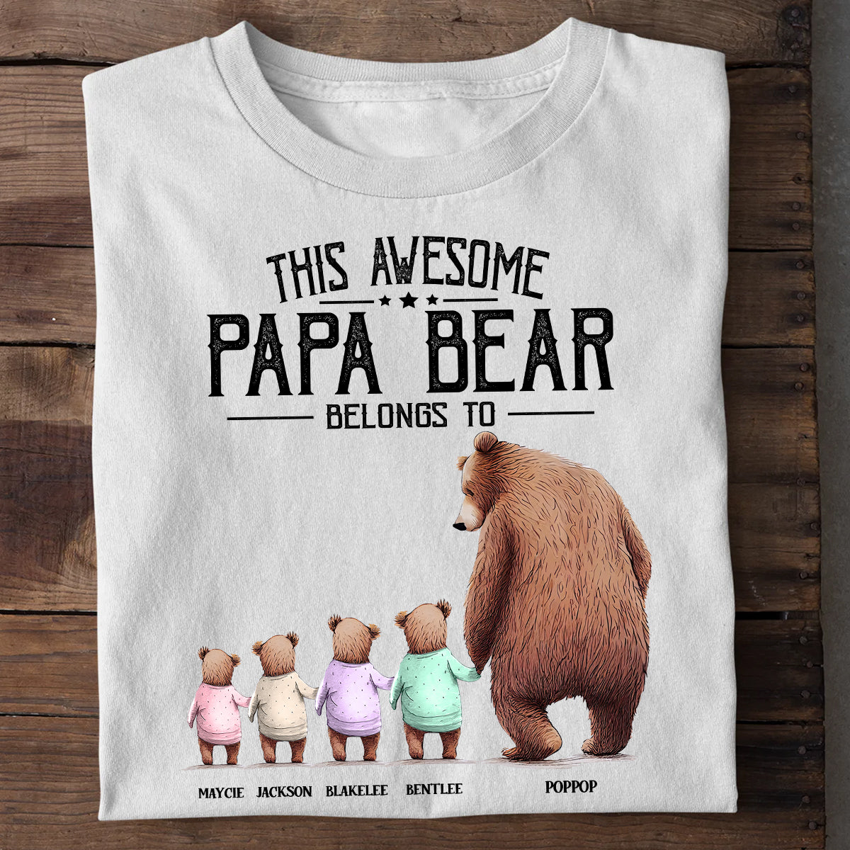 This Papa Bear Belongs To - Personalized Grandpa T-shirt and Hoodie