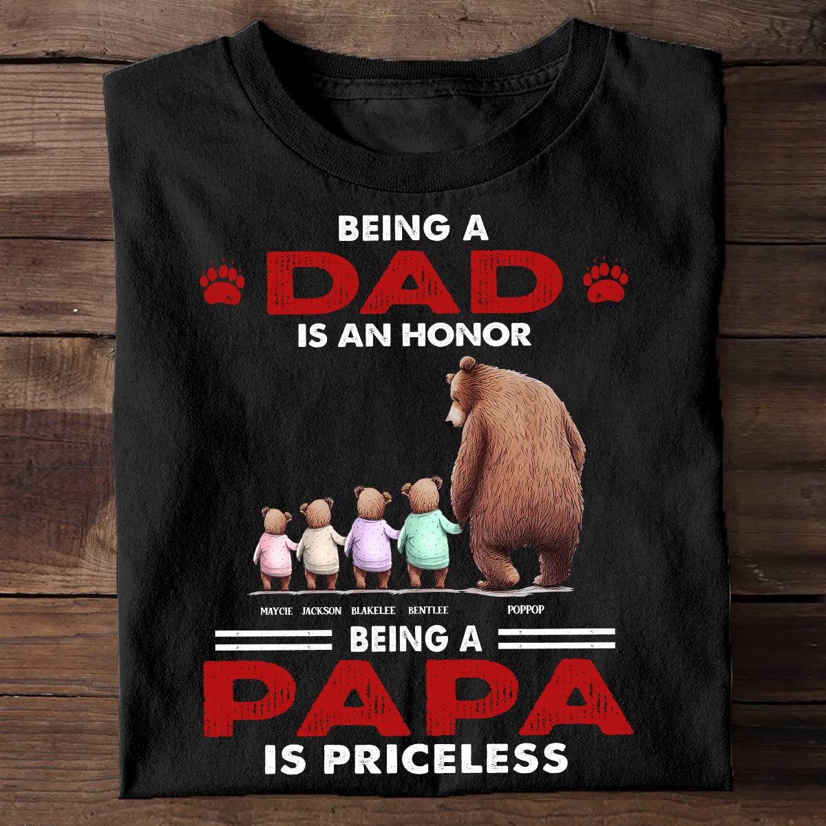 Priceless Papa Bear - Personalized Father's Day Grandpa T-shirt and Hoodie