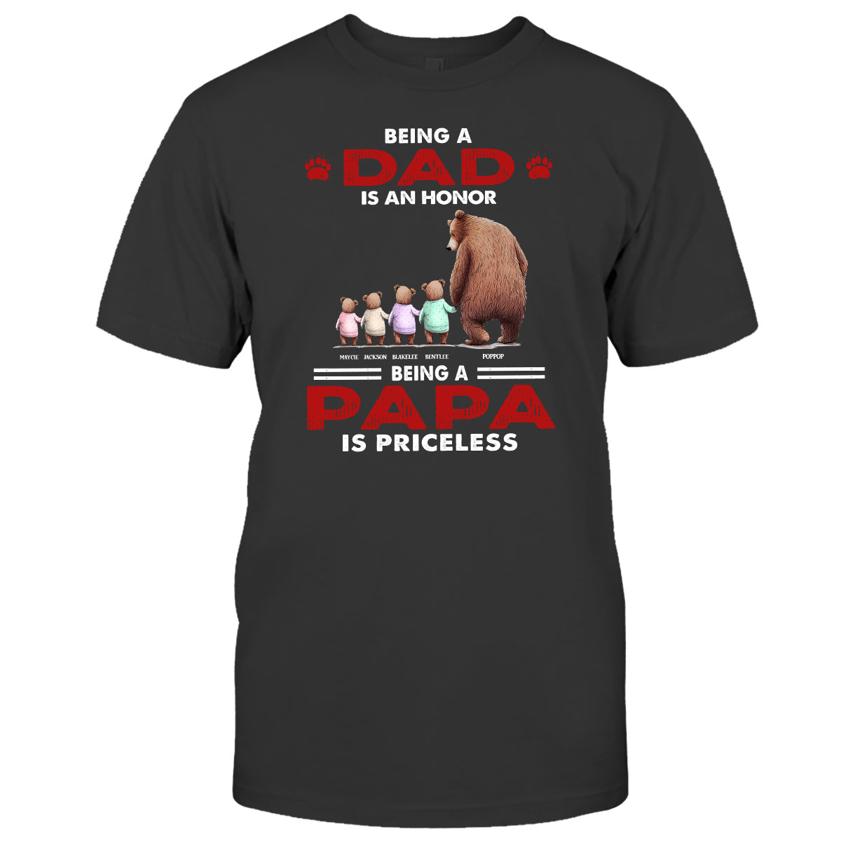 Priceless Papa Bear - Personalized Father's Day Grandpa T-shirt and Hoodie