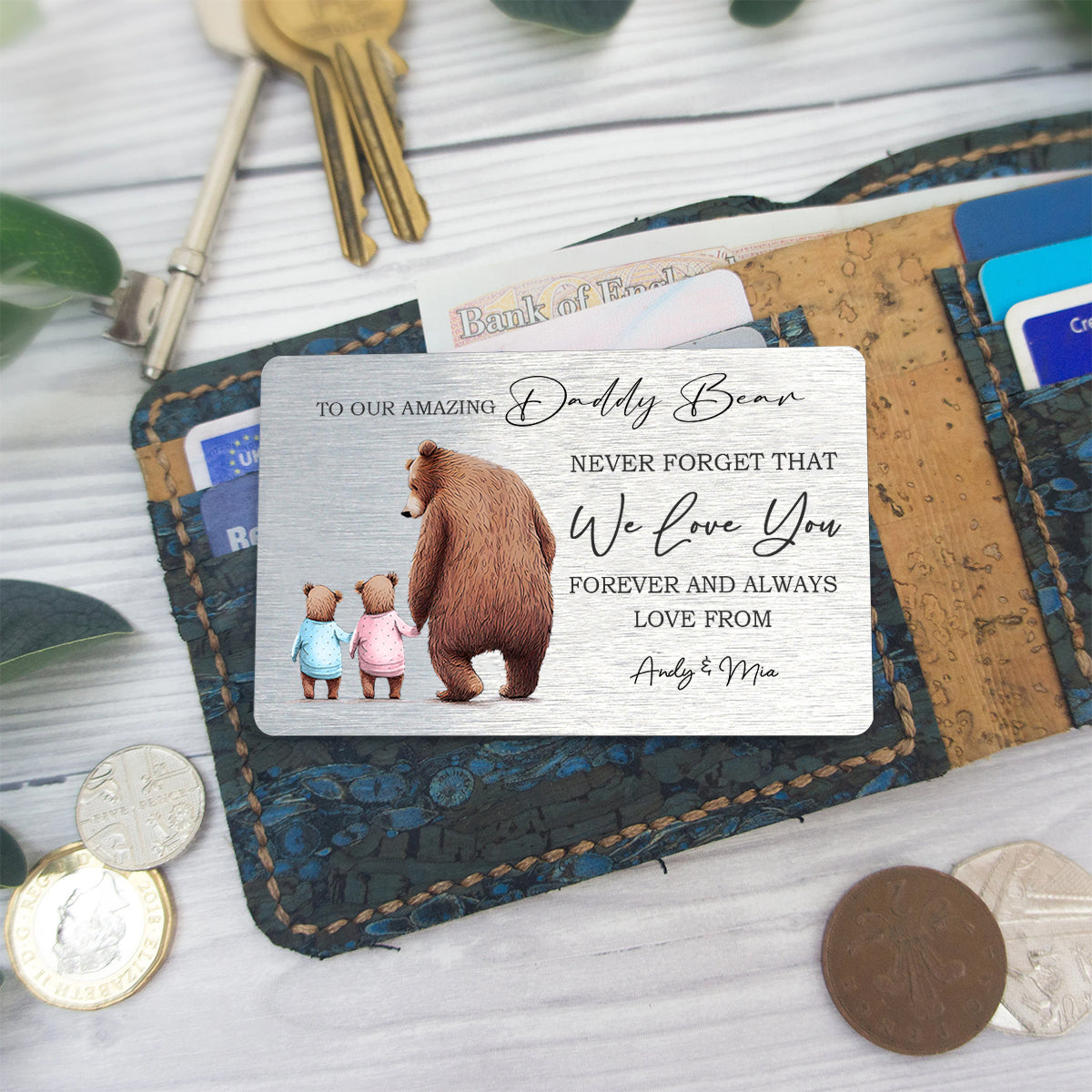 Dada Bear - Personalized Father's Day Father Wallet Insert Card