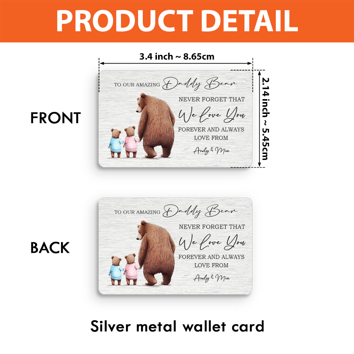 Dada Bear - Personalized Father's Day Father Wallet Insert Card