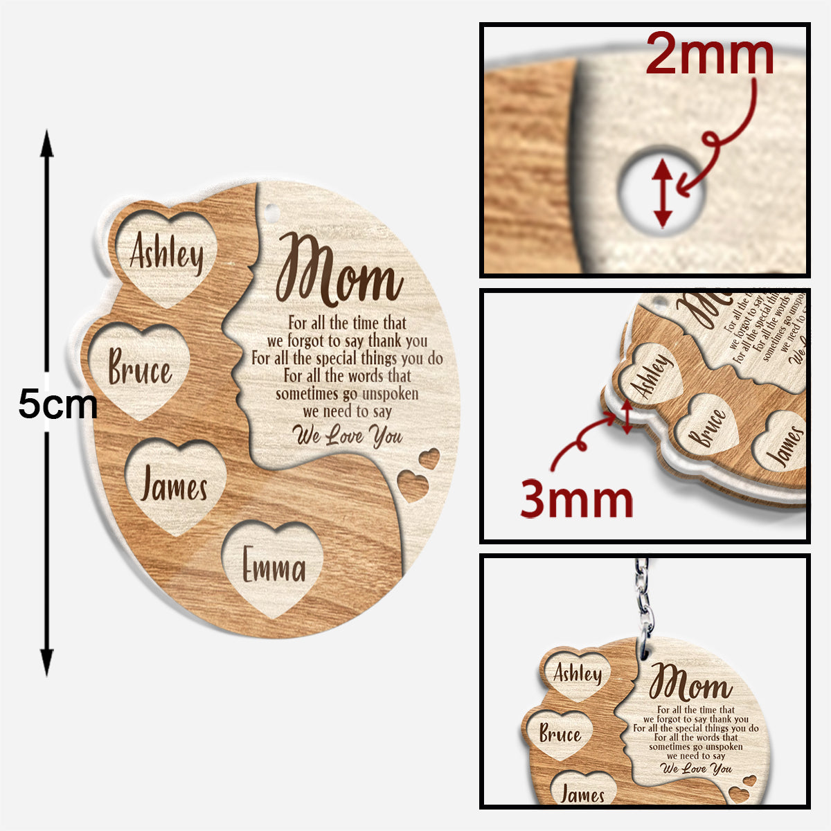 For All The Time - Personalized Mother's Day Mother Keychain (Printed On Both Sides)