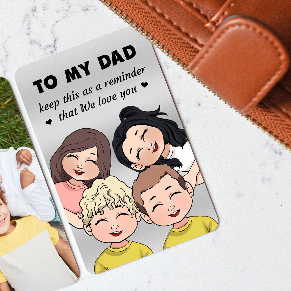 Personalised Leather Card Wallet with Photo Insert | Create Gift Love