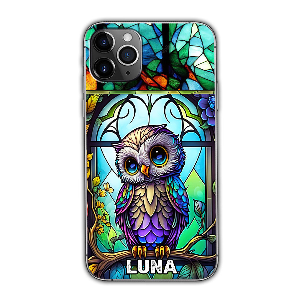 Cute Owl Stained Glass - Personalized Owl Phone case