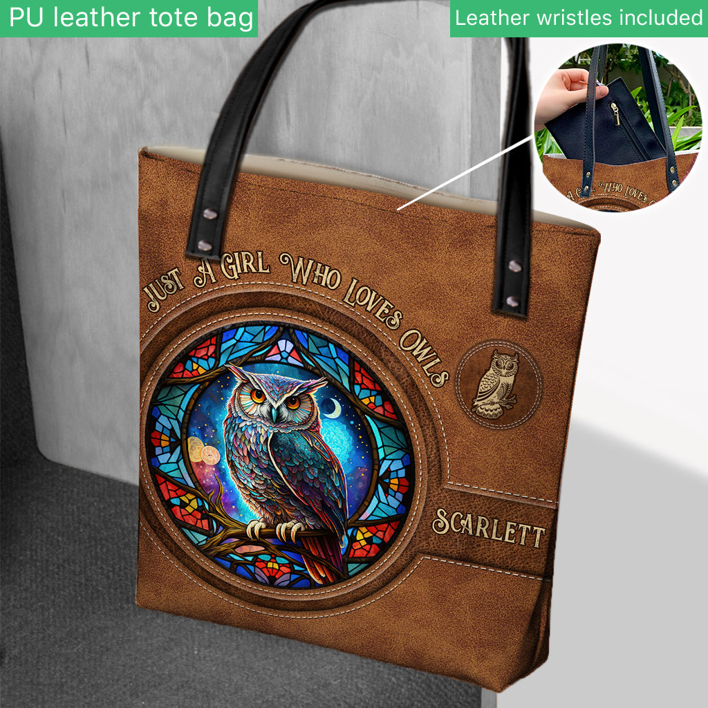 Beautiful Owl Moon Stained Glass - Personalized Owl Tote Bag