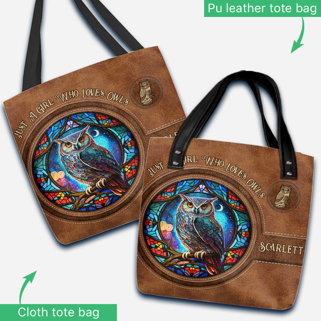 Beautiful Owl Moon Stained Glass - Personalized Owl Tote Bag