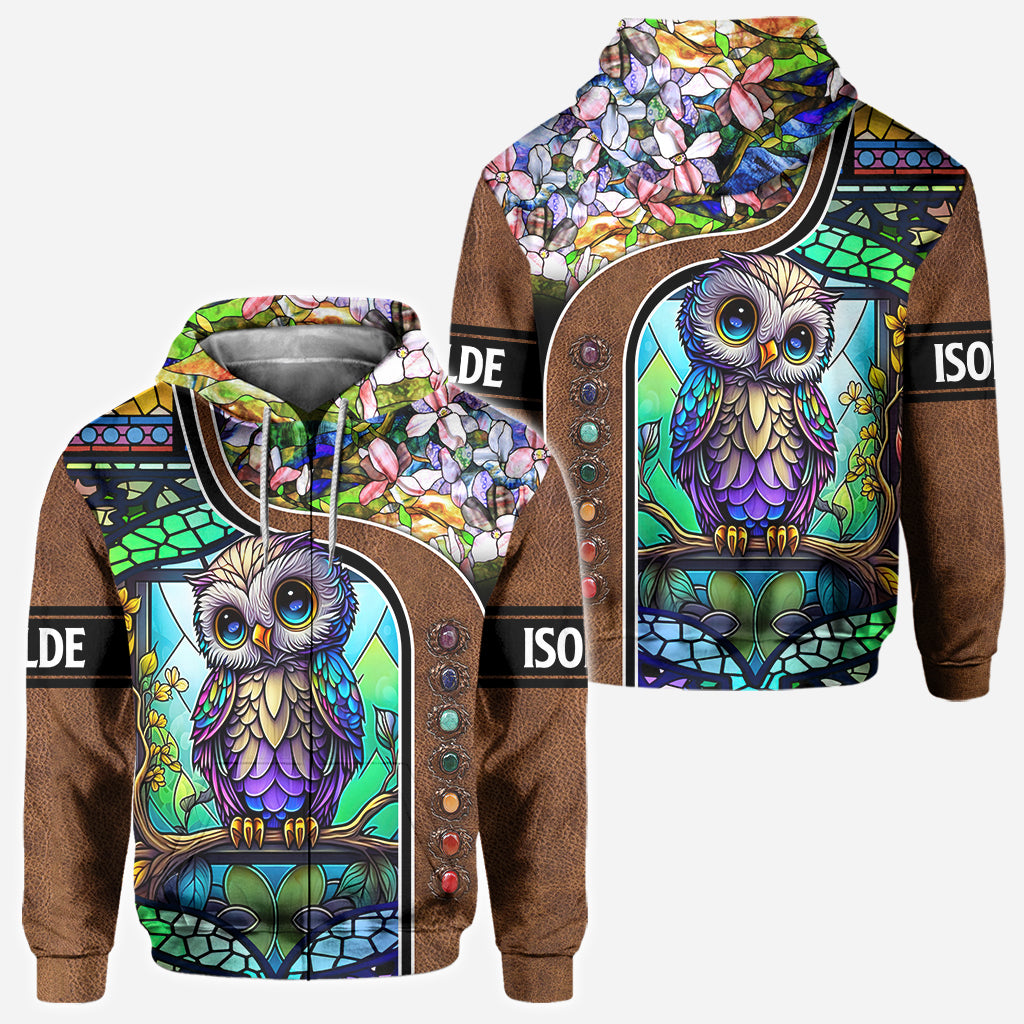 Cute Owl Stained Glass - Personalized Owl All Over Shirt