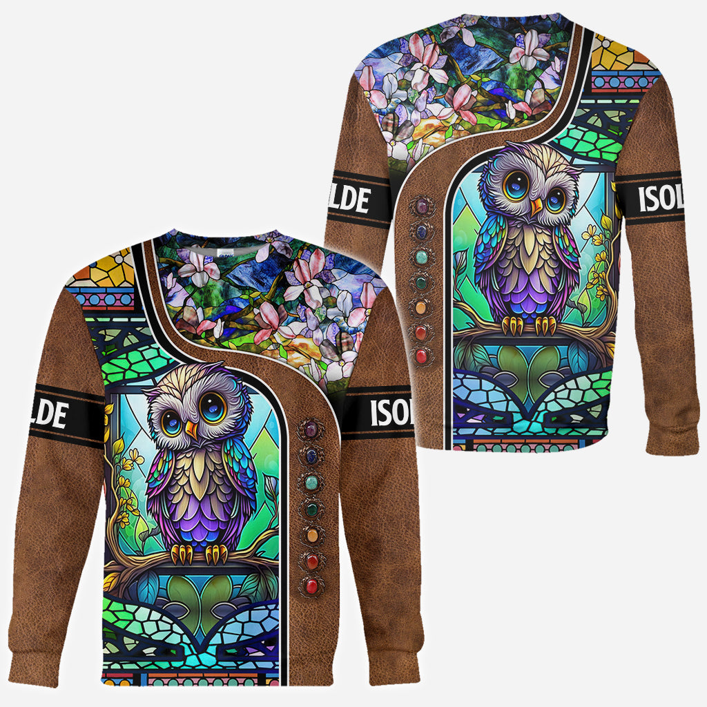 Cute Owl Stained Glass - Personalized Owl All Over Shirt