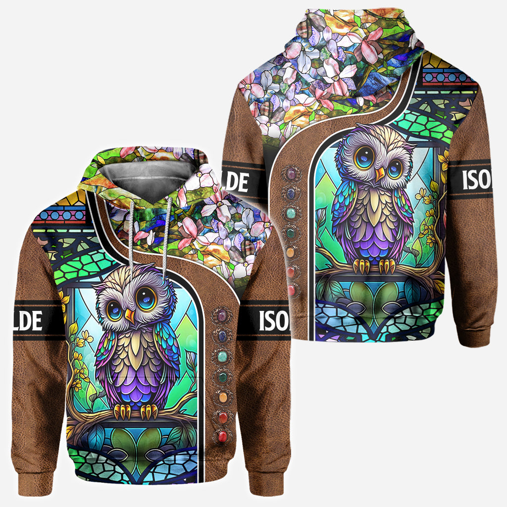 Cute Owl Stained Glass - Personalized Owl All Over Shirt