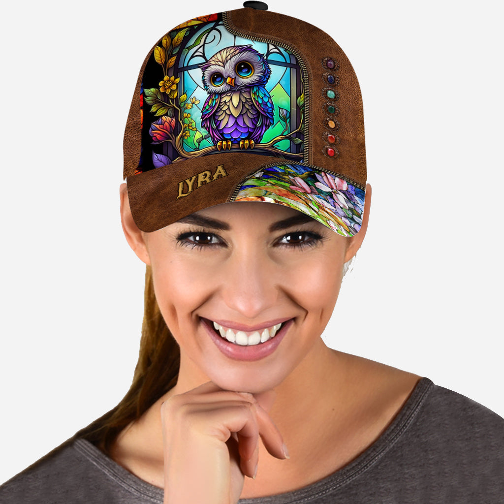Cute Owl Stained Glass - Personalized Owl Classic Cap