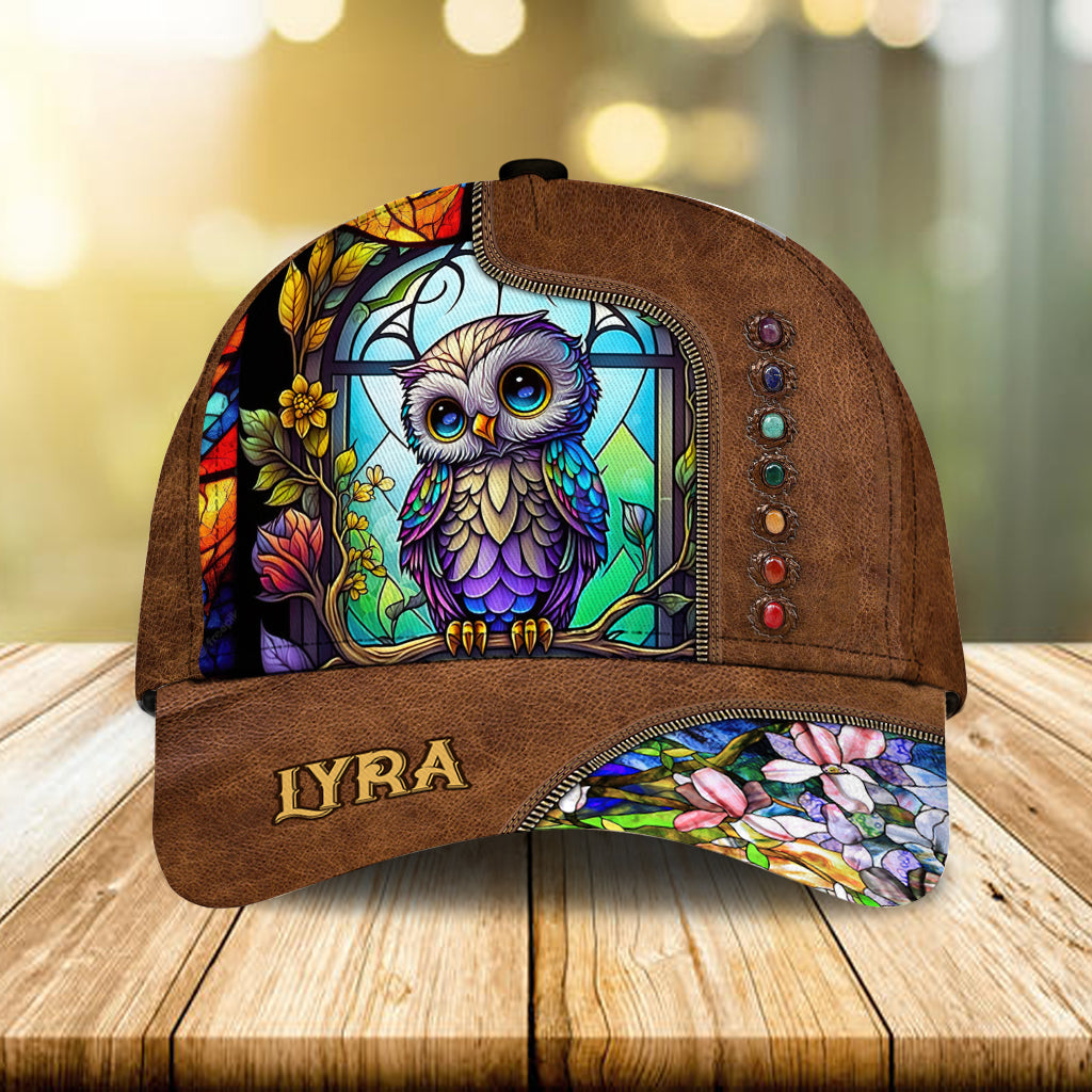 Cute Owl Stained Glass - Personalized Owl Classic Cap