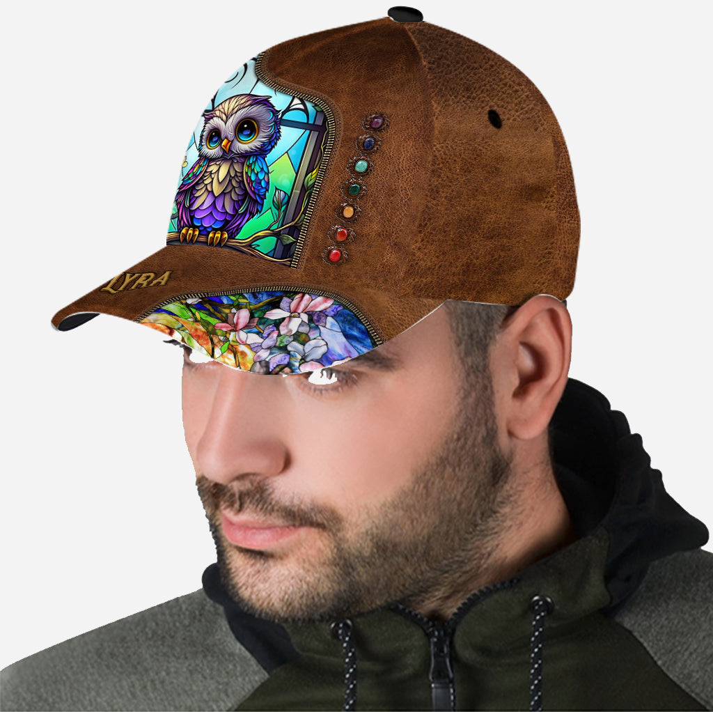 Cute Owl Stained Glass - Personalized Owl Classic Cap