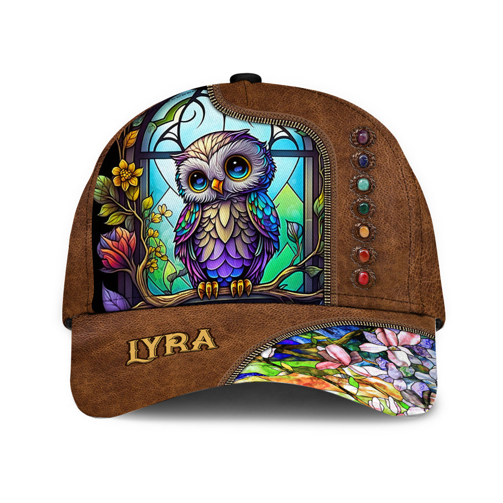 Cute Owl Stained Glass - Personalized Owl Classic Cap