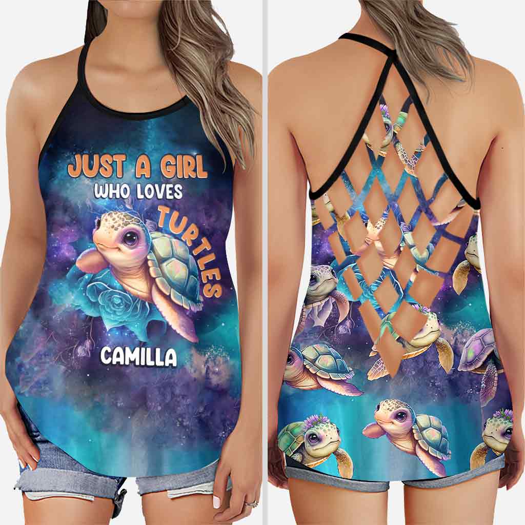 Cute Sea Turtle - Personalized Turtle Cross Tank Top