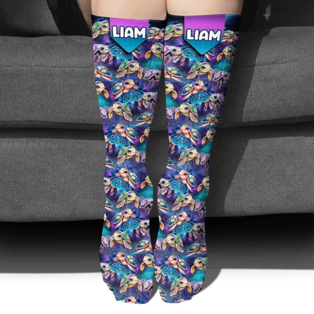 Cute Sea Turtle Galaxy - Personalized Turtle Socks