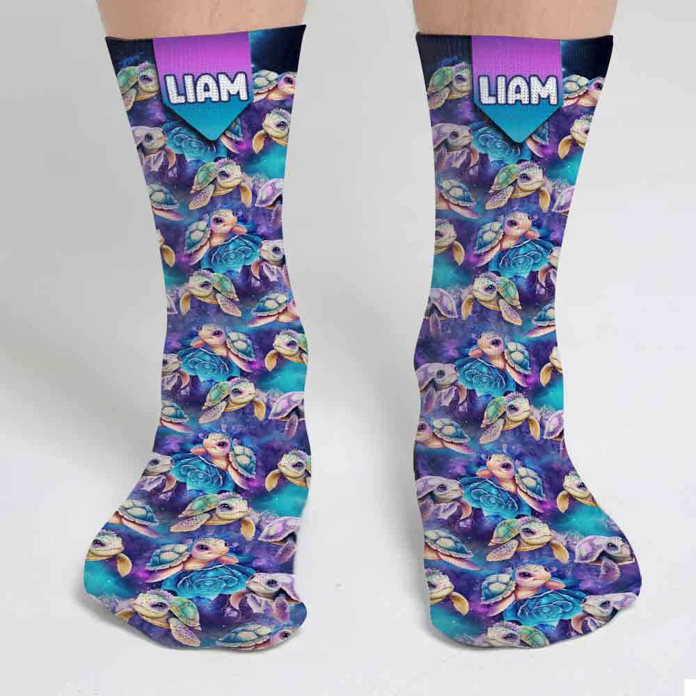 Cute Sea Turtle Galaxy - Personalized Turtle Socks