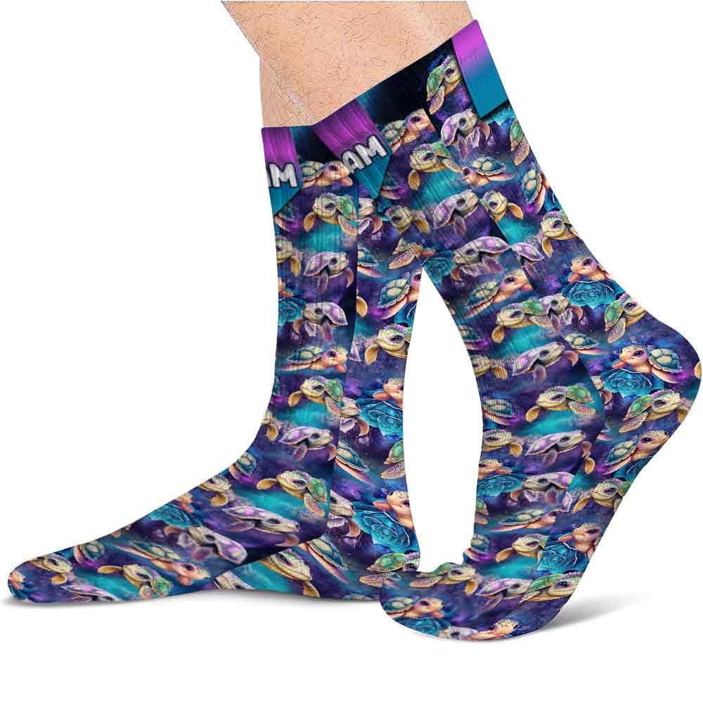 Cute Sea Turtle Galaxy - Personalized Turtle Socks