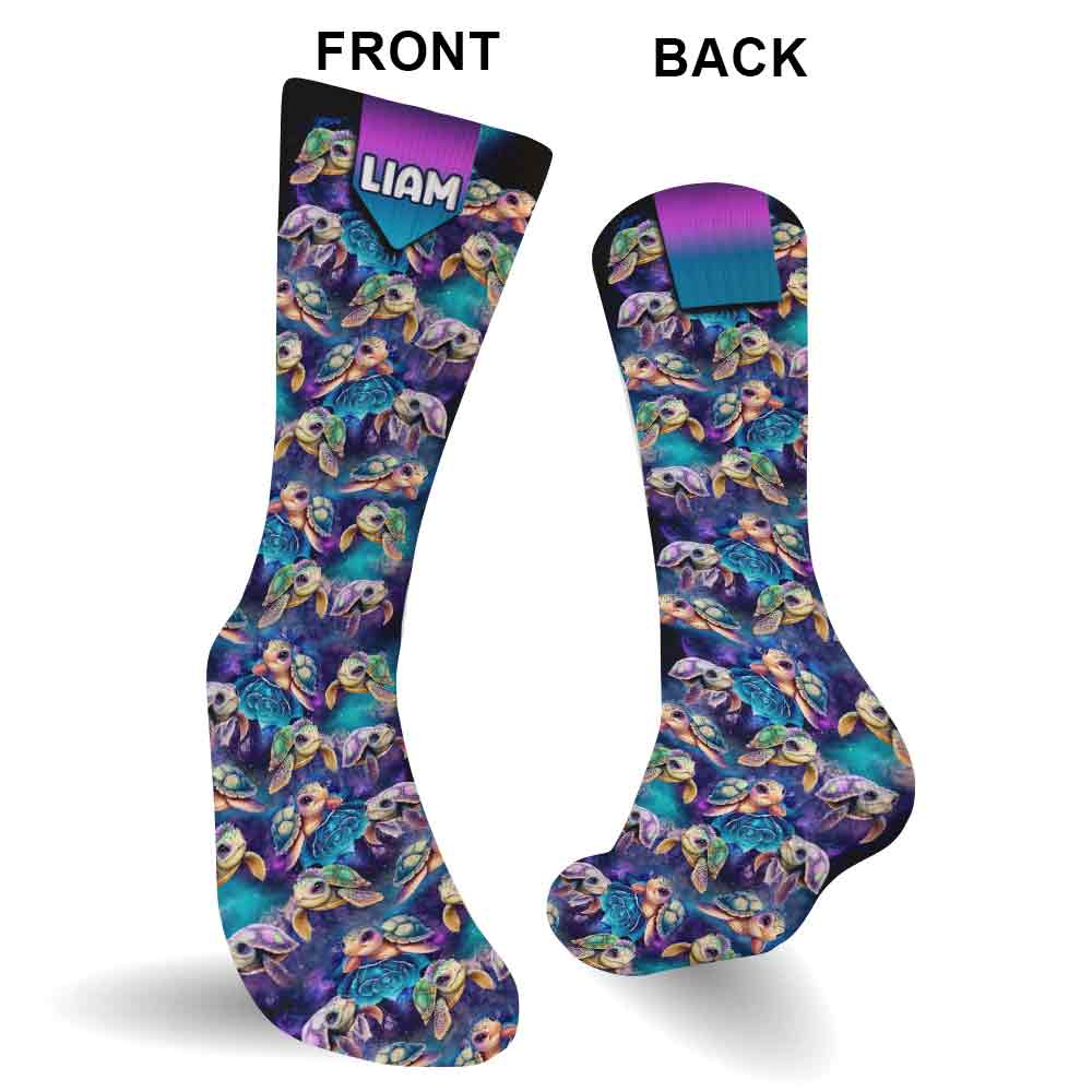 Cute Sea Turtle Galaxy - Personalized Turtle Socks