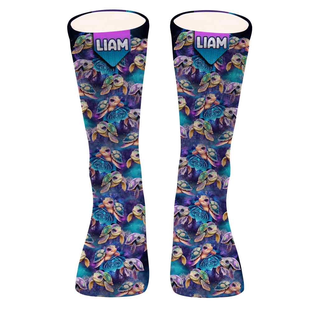 Cute Sea Turtle Galaxy - Personalized Turtle Socks