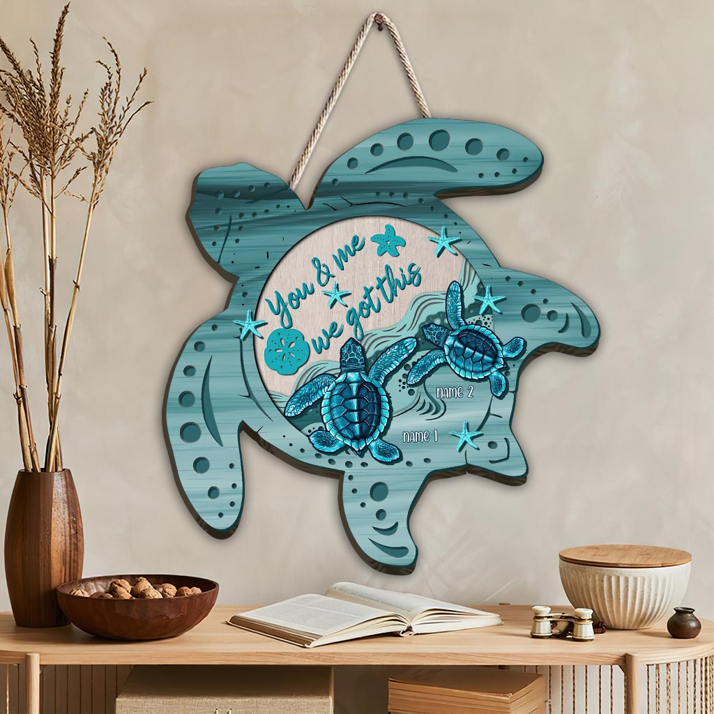 You & Me - Personalized Turtle Wood Sign