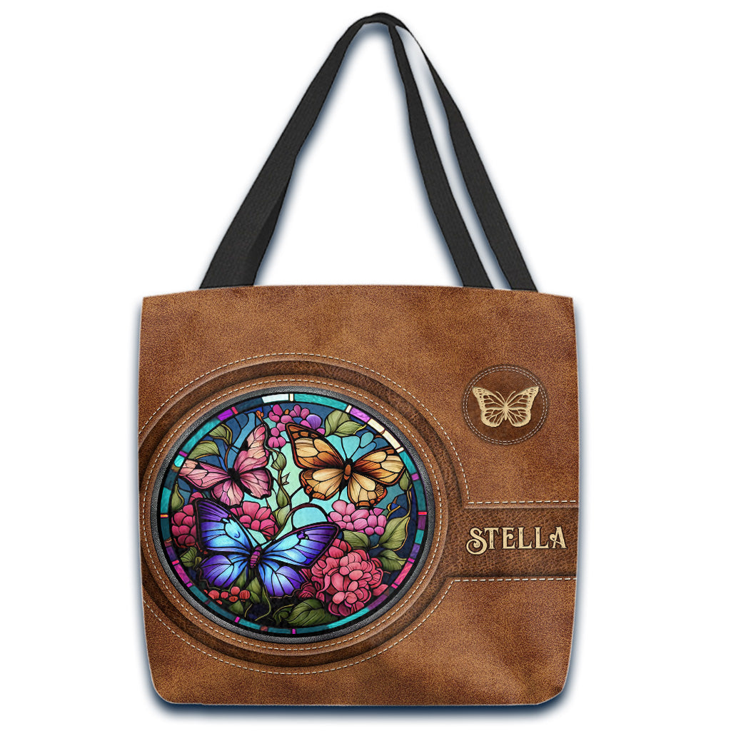 Stained Glass Butterfly - Personalized Butterfly Tote Bag