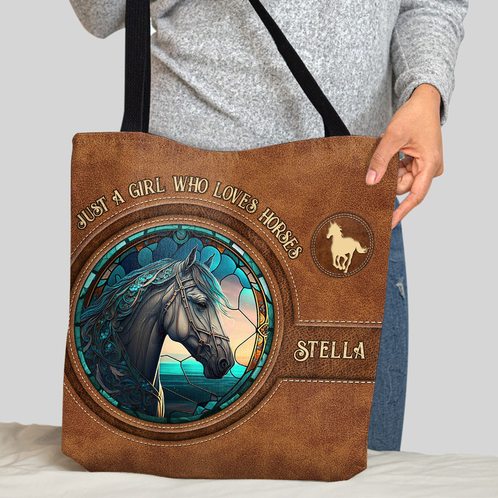 Stained Glass Horse - Personalized Horse Tote Bag