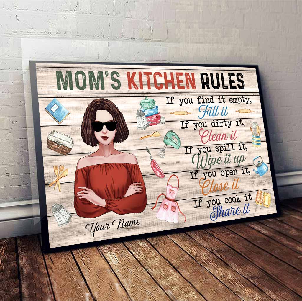 Mom's Kitchen Rules - Personalized Mother Poster